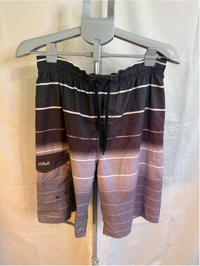Men's NONWE Black Gray Striped Board Shorts m‎